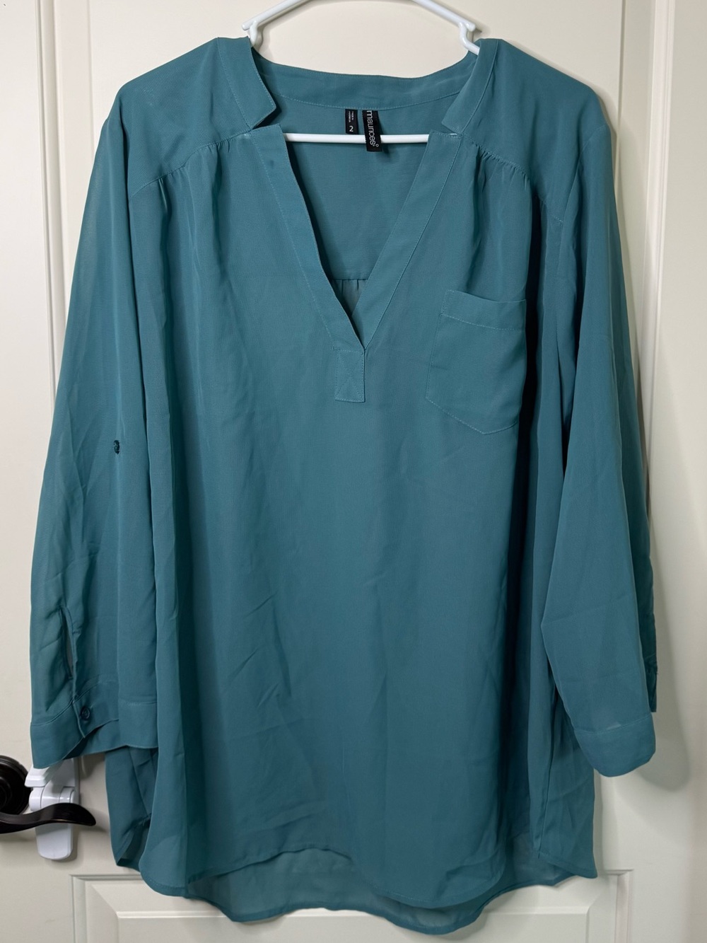 Maurice’s Teal Split-Neck Blouse 2X